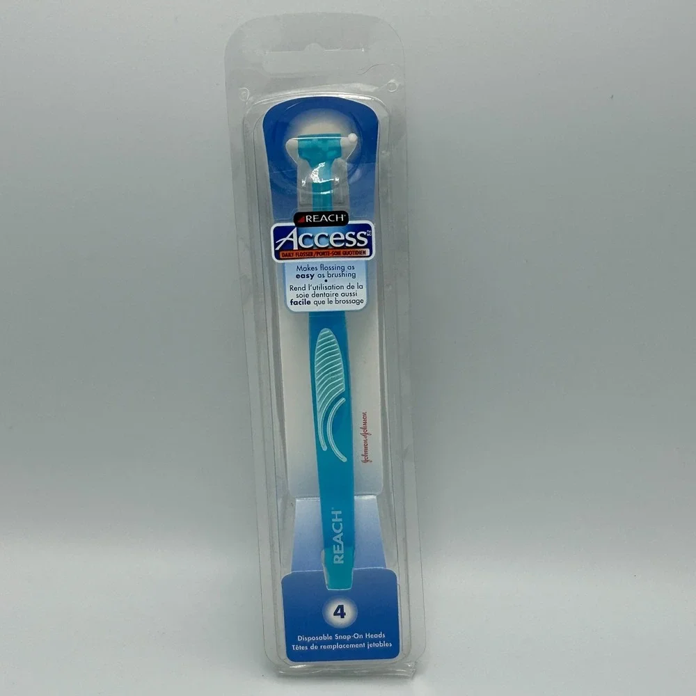 Reach Access Daily Flosser Starter Kit 4 Disposable Snap-on heads Vintage Teeth
